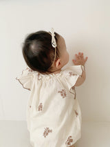 Flower embroidery rompers