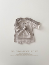 Mon check newborn suit set