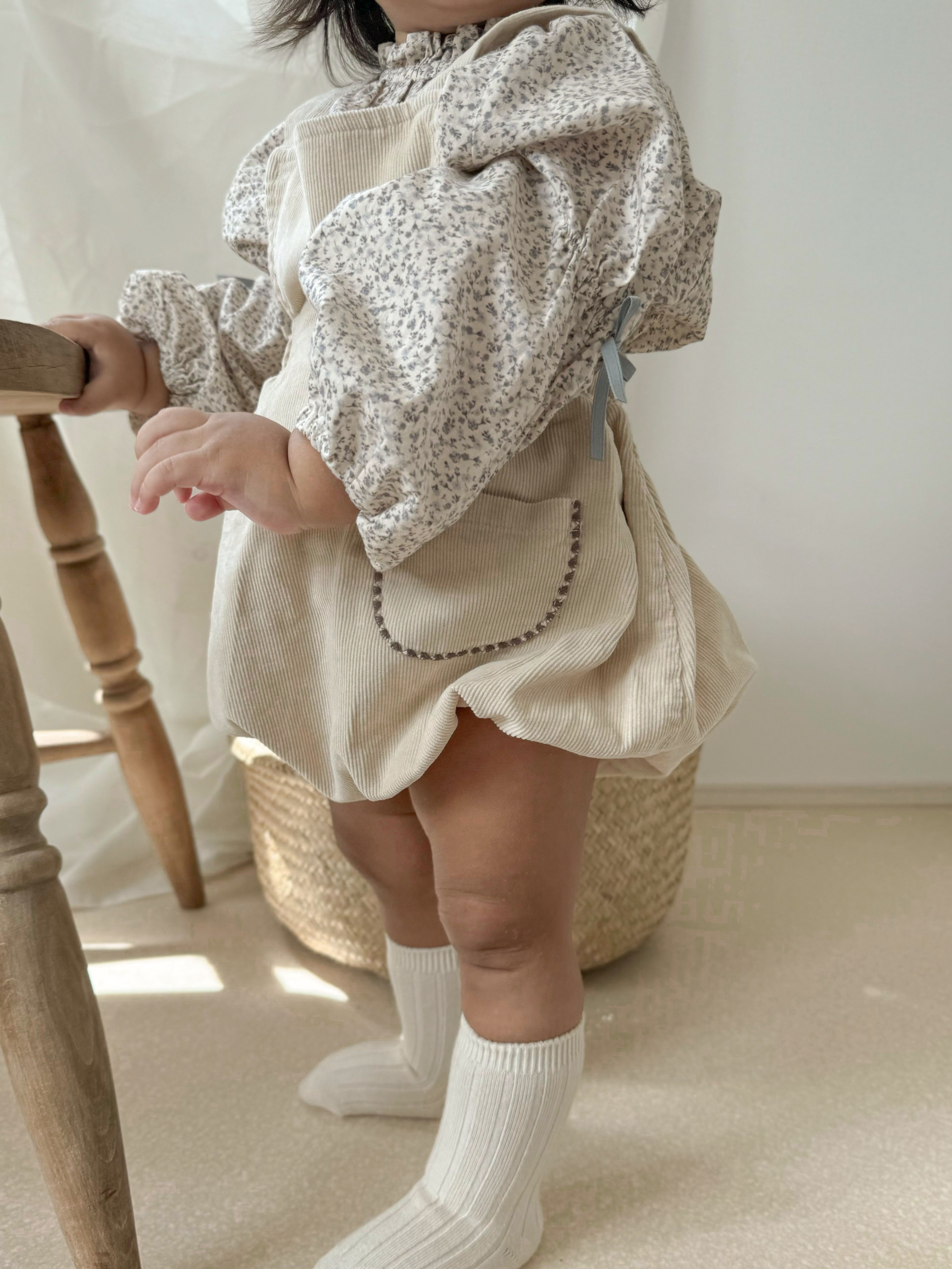 Ranny flower ribbon rompers