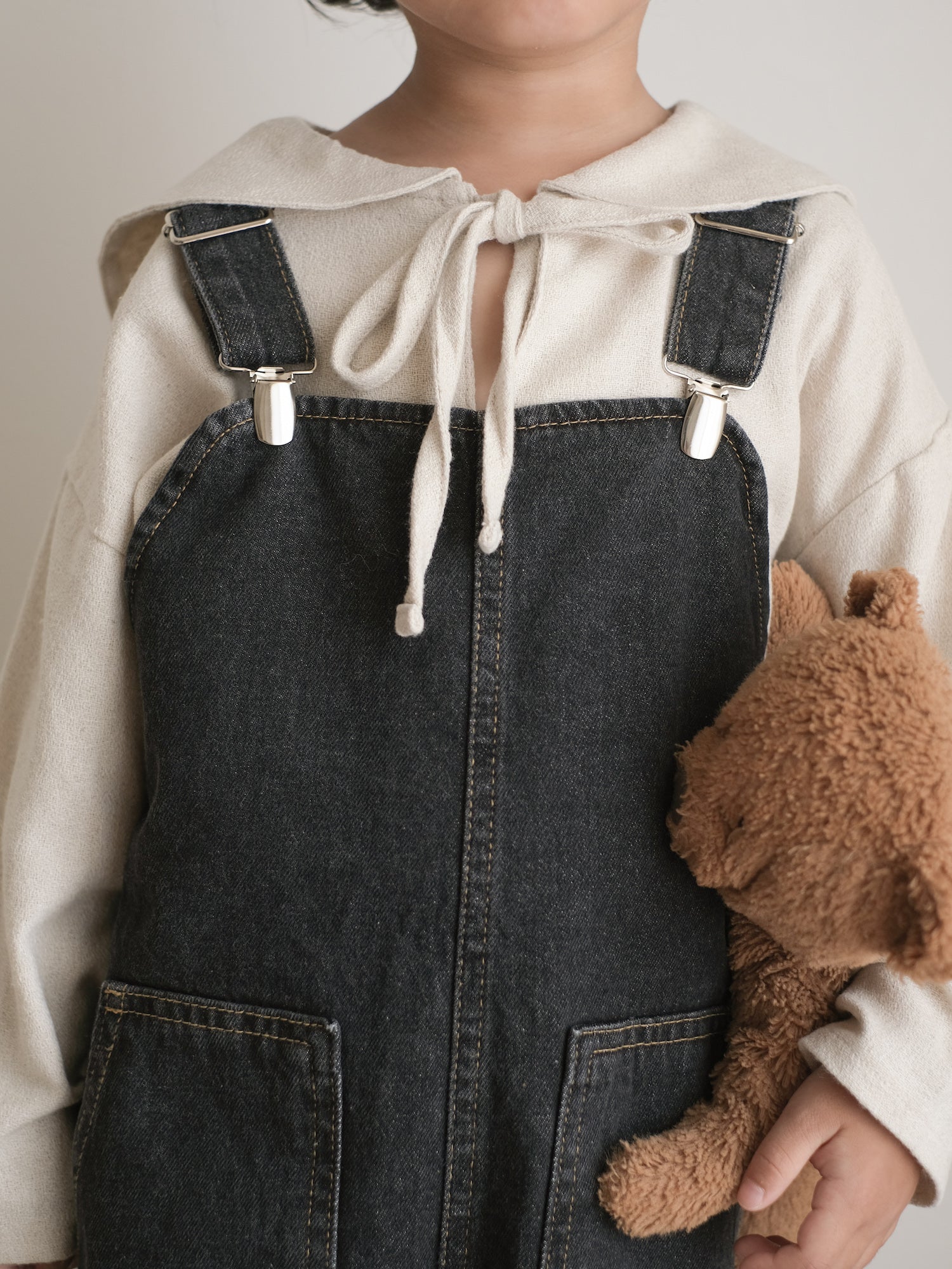 Clip denim overalls