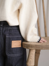 Pintuck denim pants