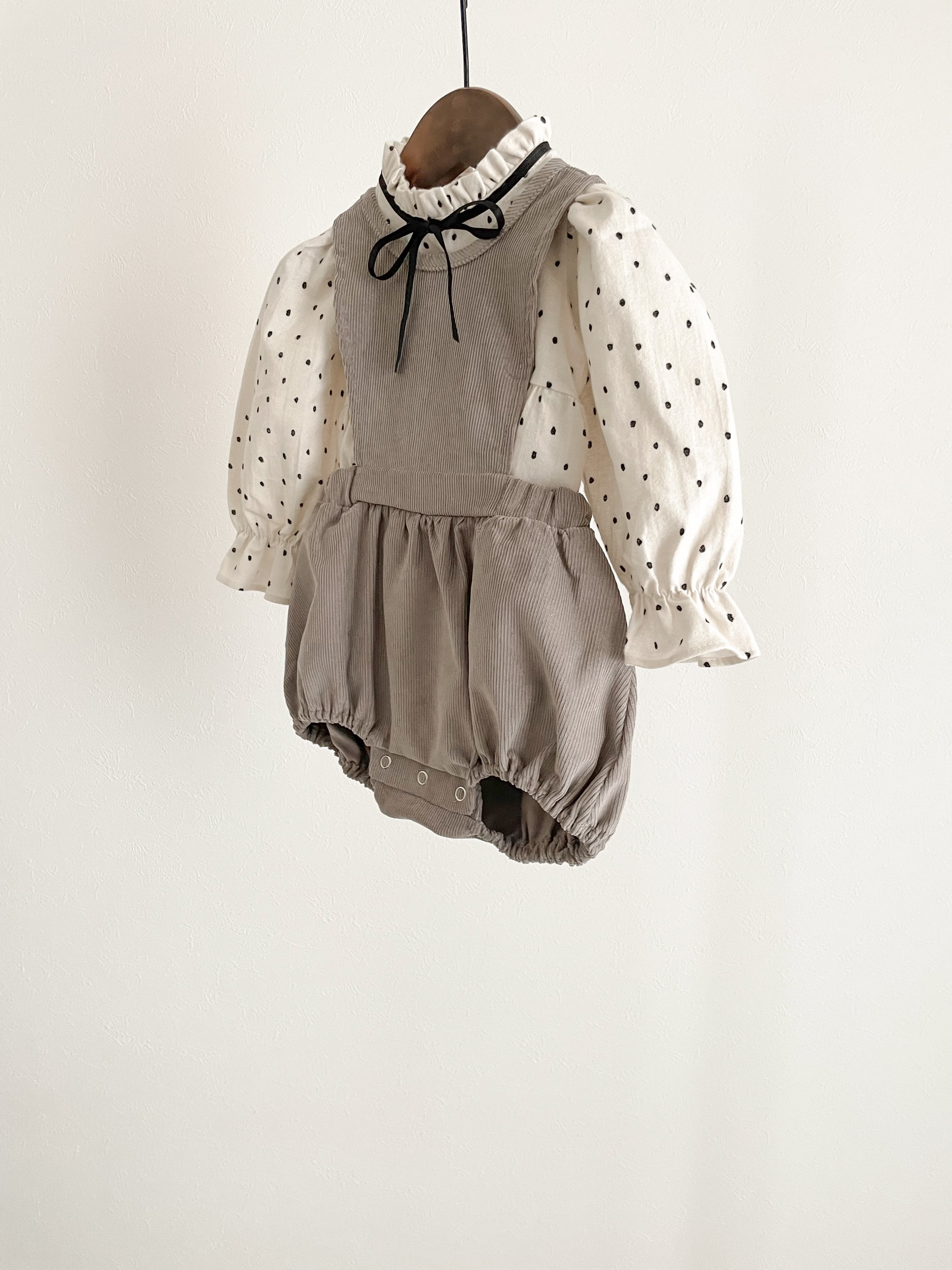 Joy ribbon dot rompers