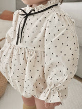 Joy ribbon dot rompers