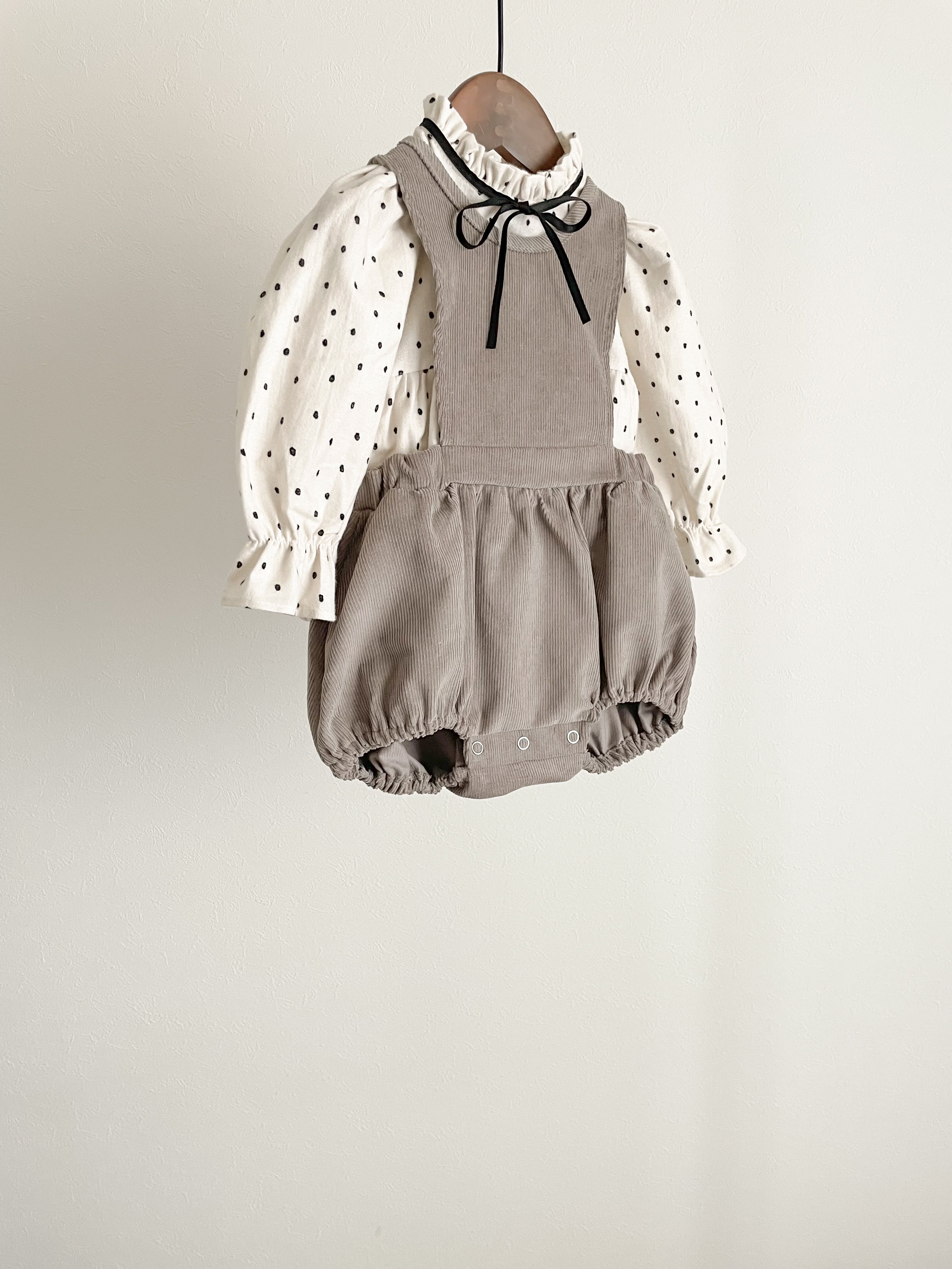 Joy ribbon dot rompers