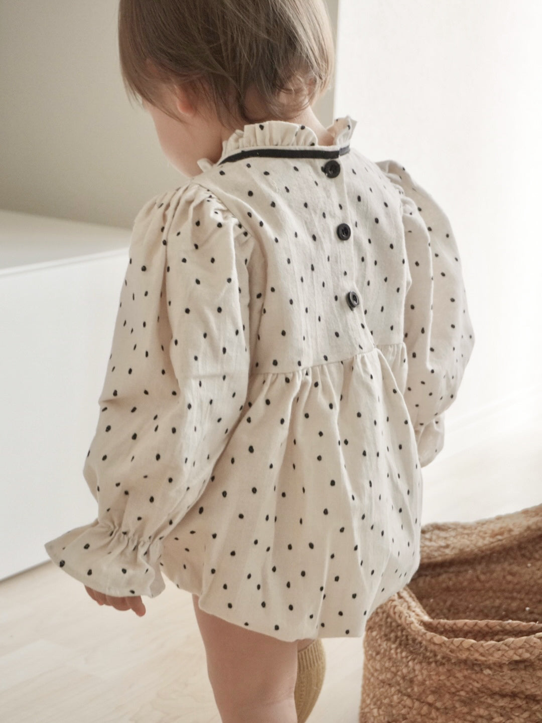 Joy ribbon dot rompers