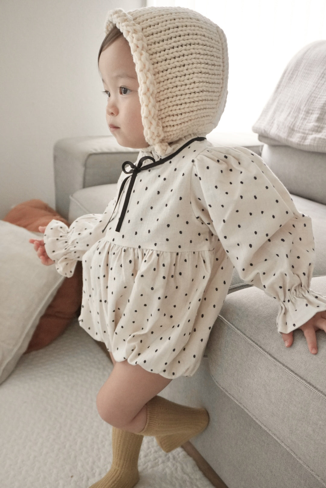 Joy ribbon dot rompers