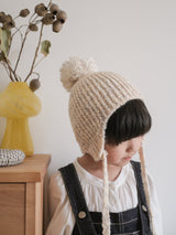 Mix knit ponpon beanie