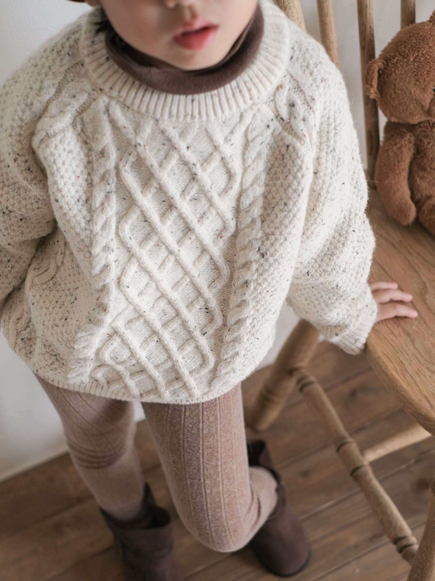 Mix cable knit pullover