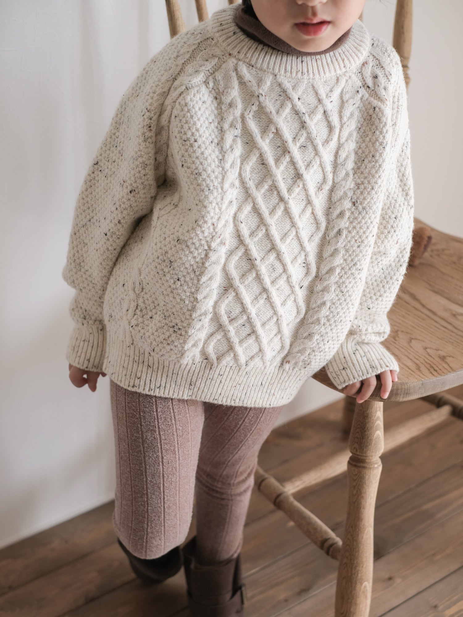 Mix cable knit pullover