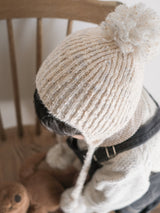 Mix knit ponpon beanie