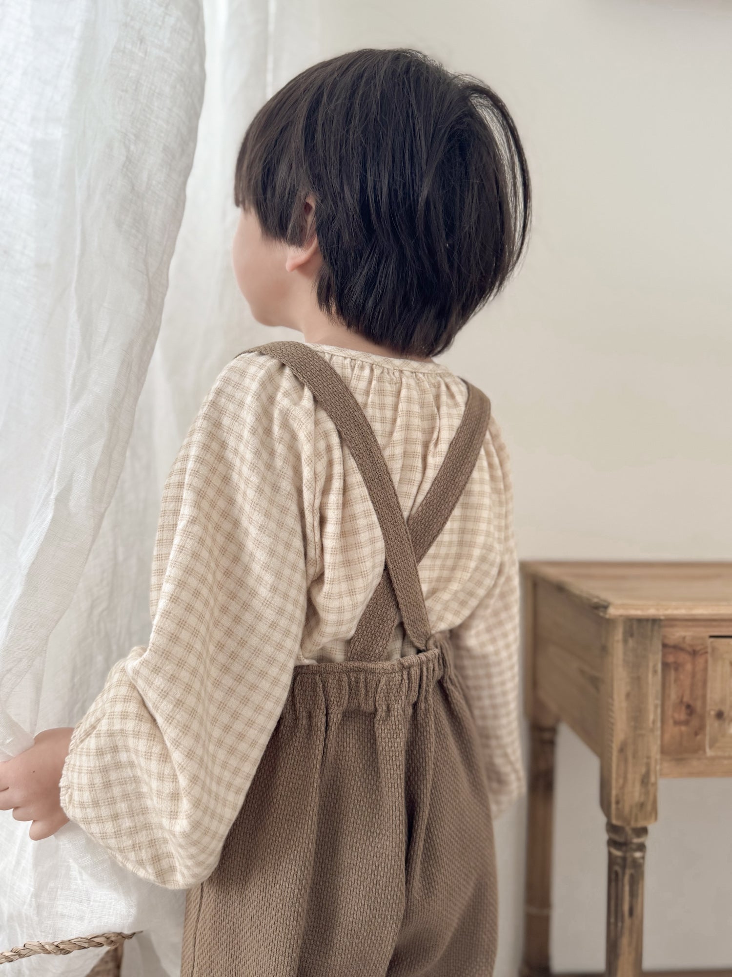 Peach check smock blouse (baby & kids)