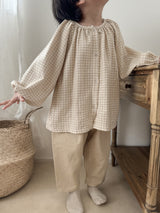 Peach check smock blouse (baby & kids)