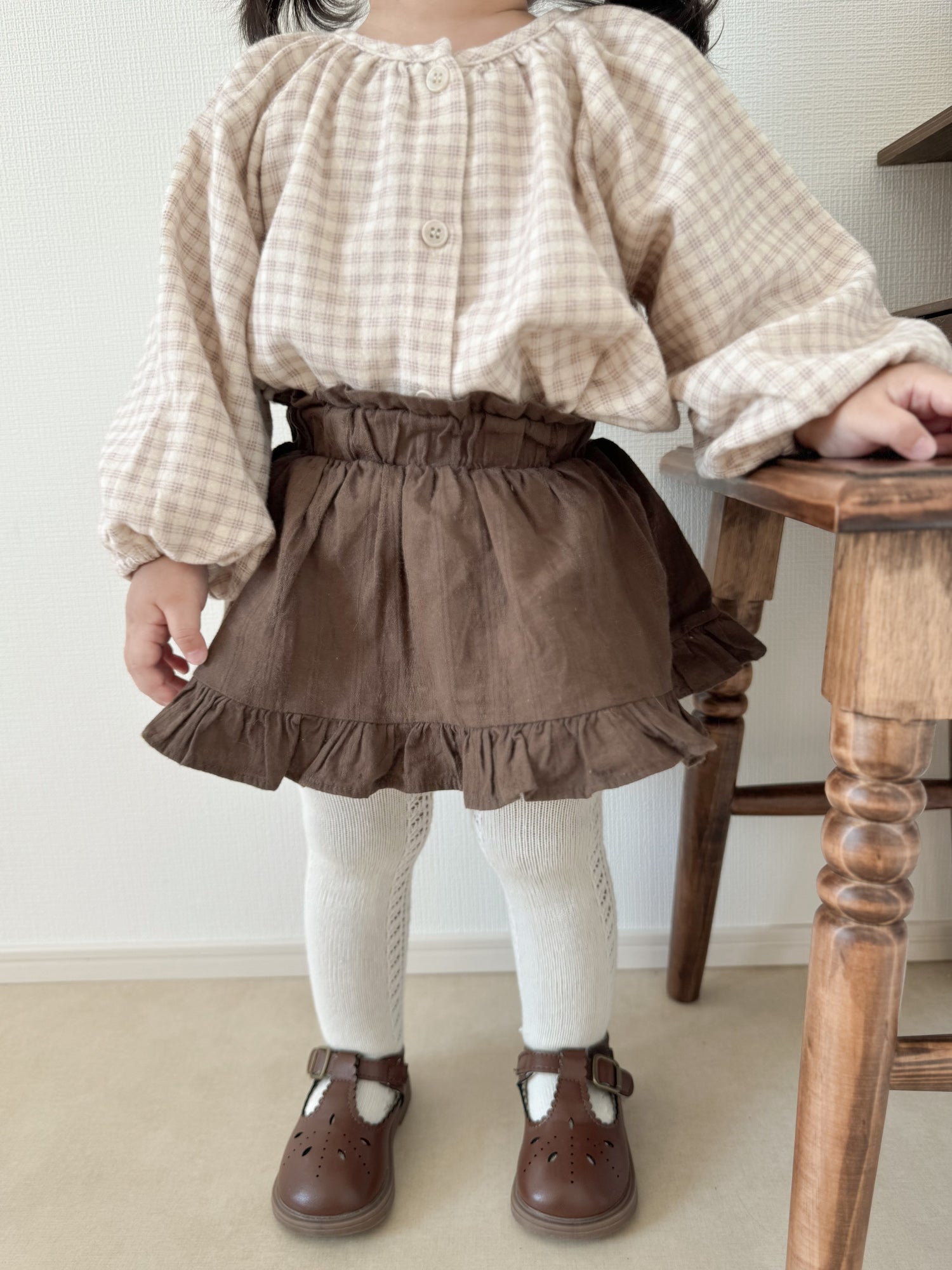 Peach check smock blouse (baby & kids)