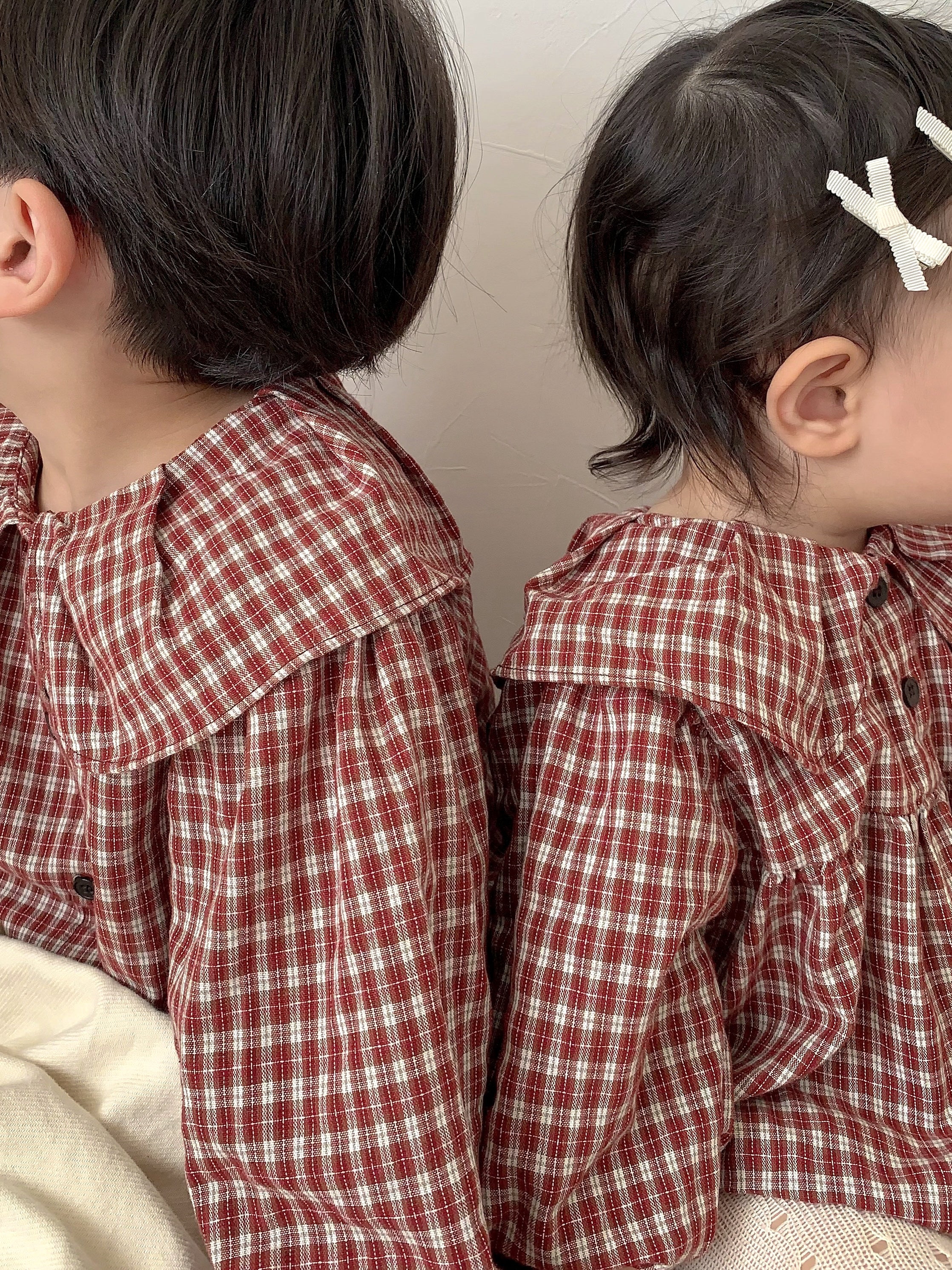 *Noeul.made* Check collar rompers