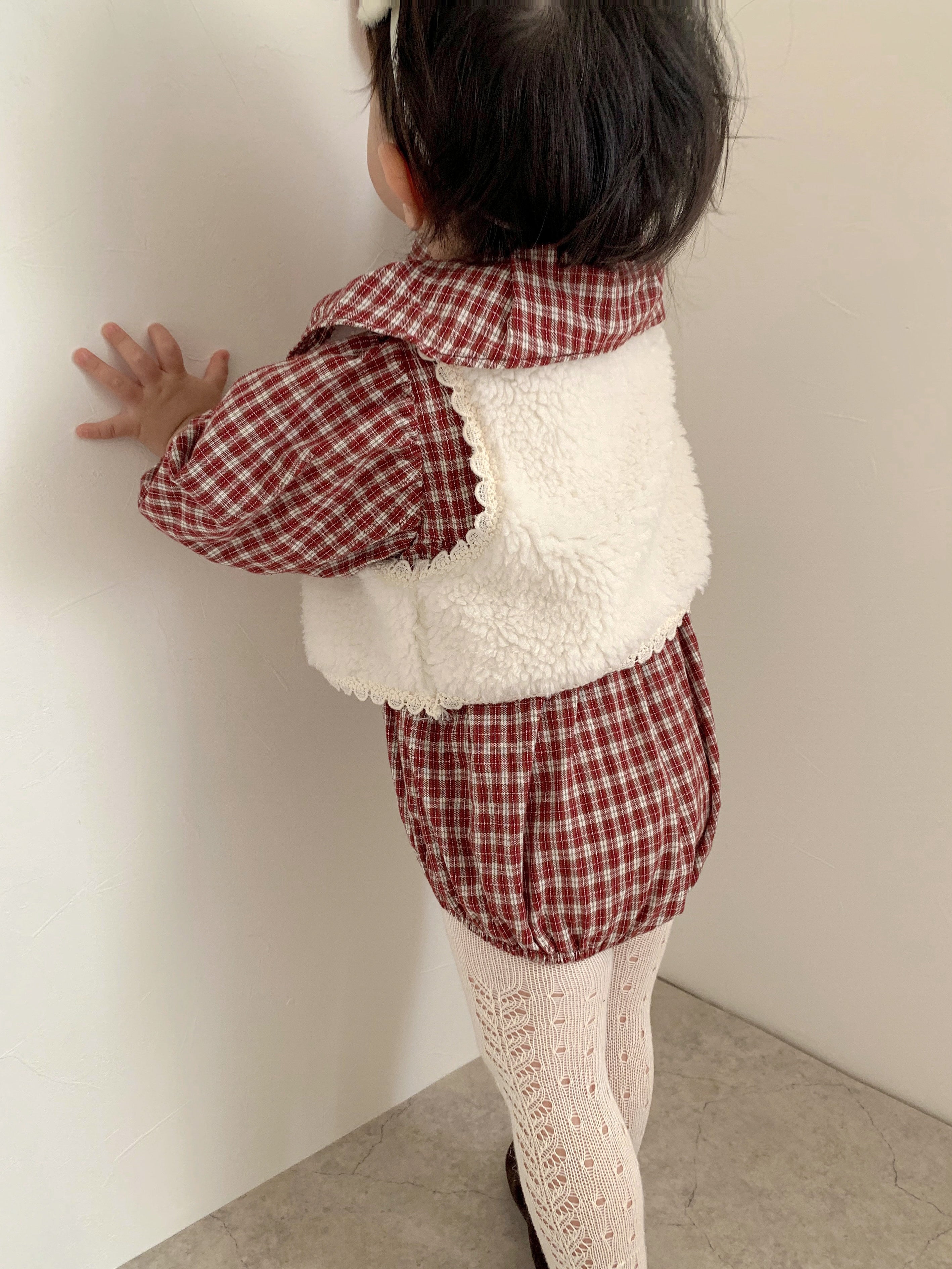 *Noeul.made* Check collar rompers