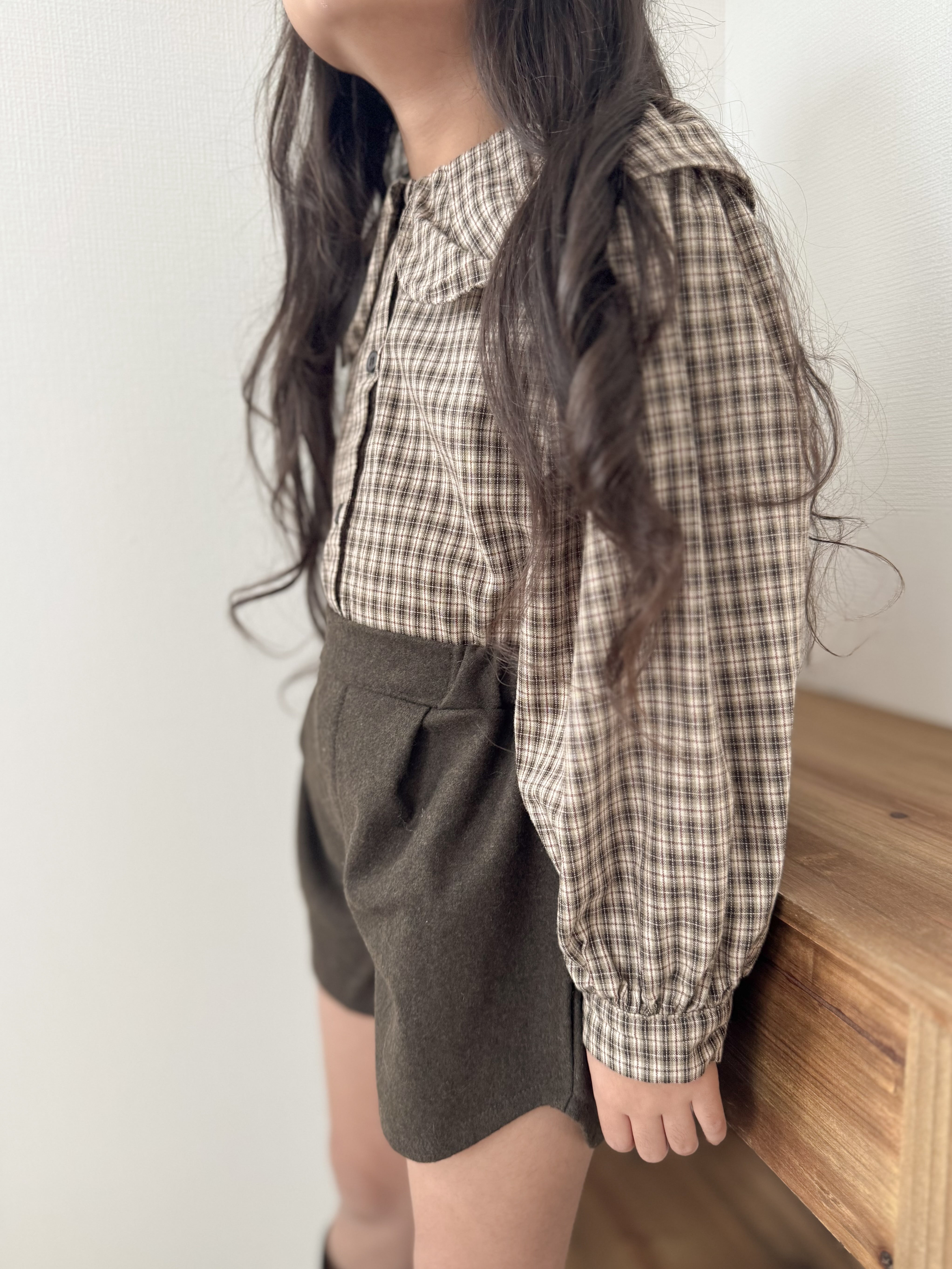 *Noeul.made* Check collar blouse