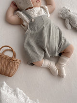 Stripe line suspender suit
