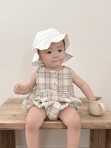 Check pin tuck rompers