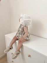 Check pin tuck rompers