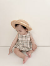 Check pin tuck rompers