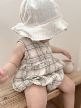 Check pin tuck rompers