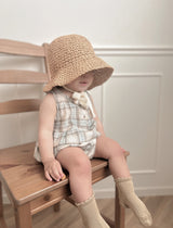 Check pin tuck rompers