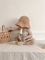 Check pin tuck rompers