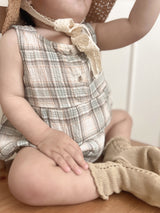 Check pin tuck rompers