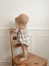 Check pin tuck rompers