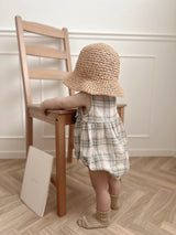 Check pin tuck rompers