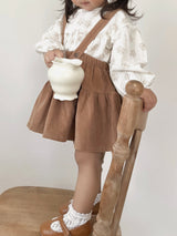 Corduroy suspender cancan skirt