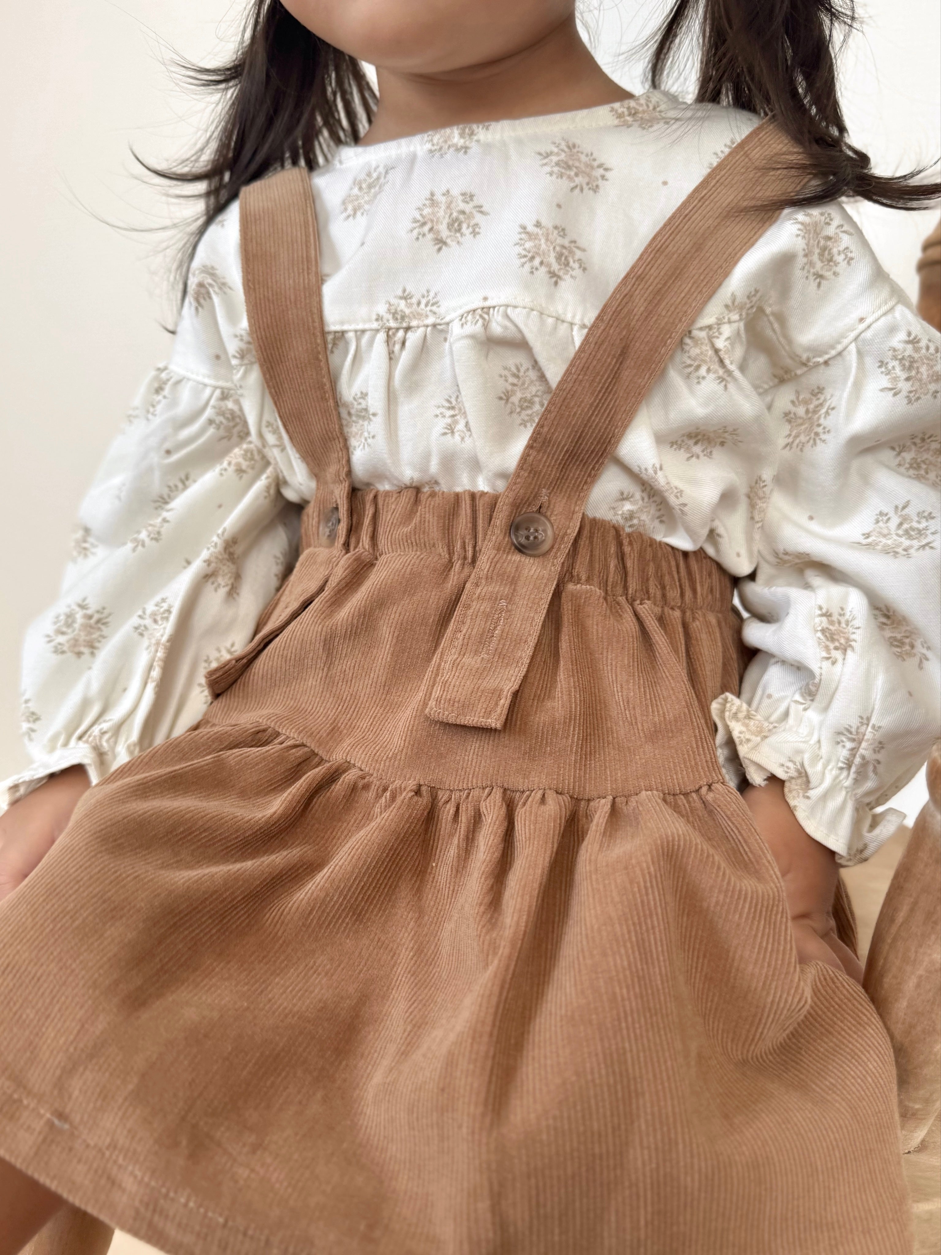 Corduroy suspender cancan skirt