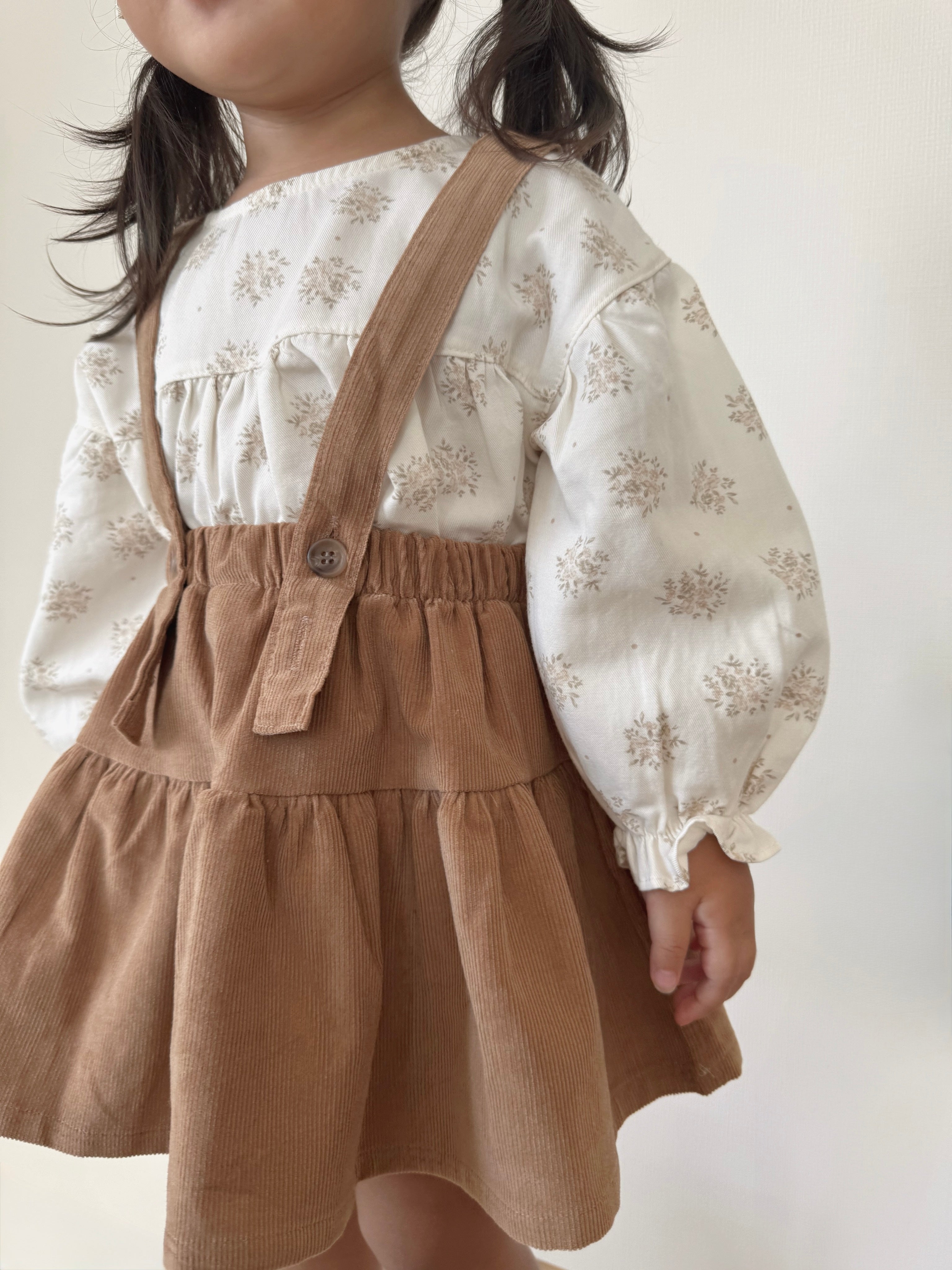 Corduroy suspender cancan skirt