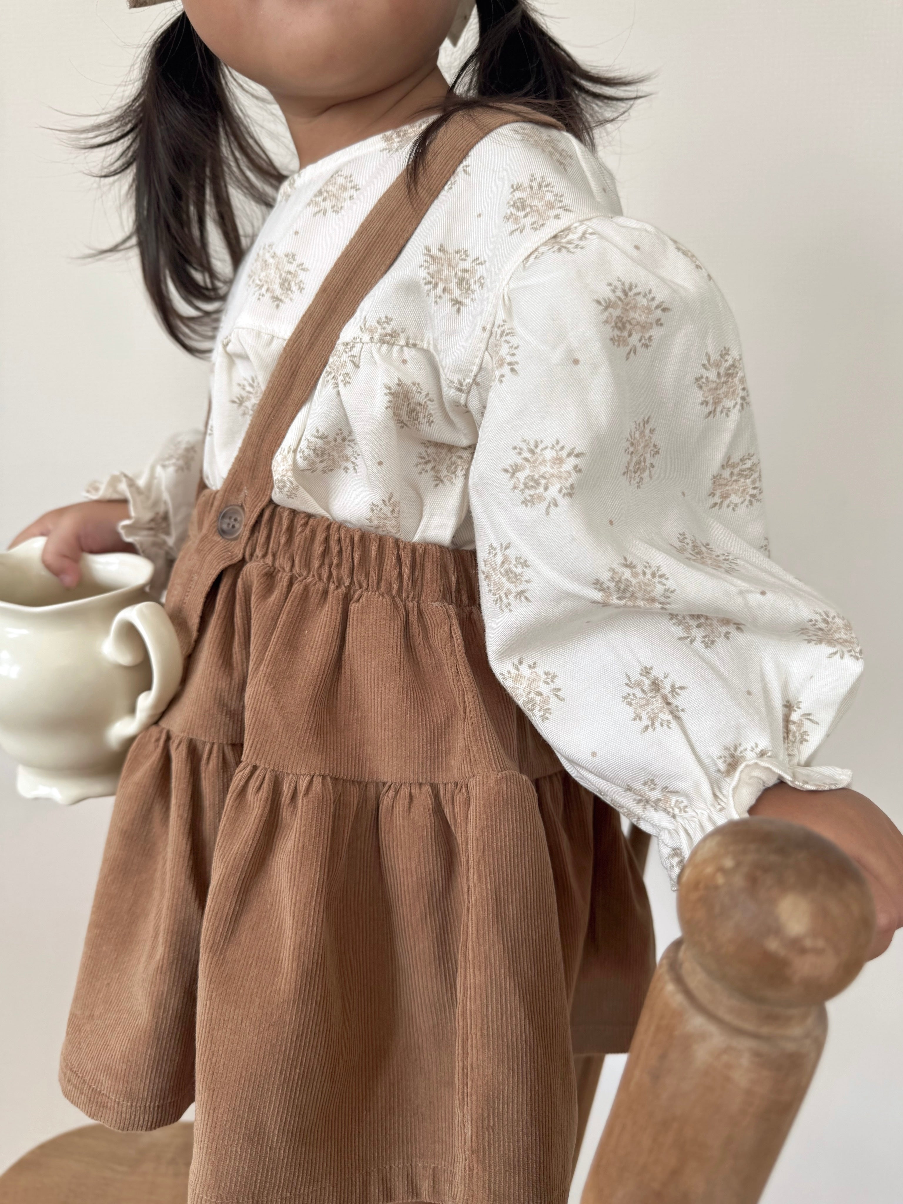 Corduroy suspender cancan skirt