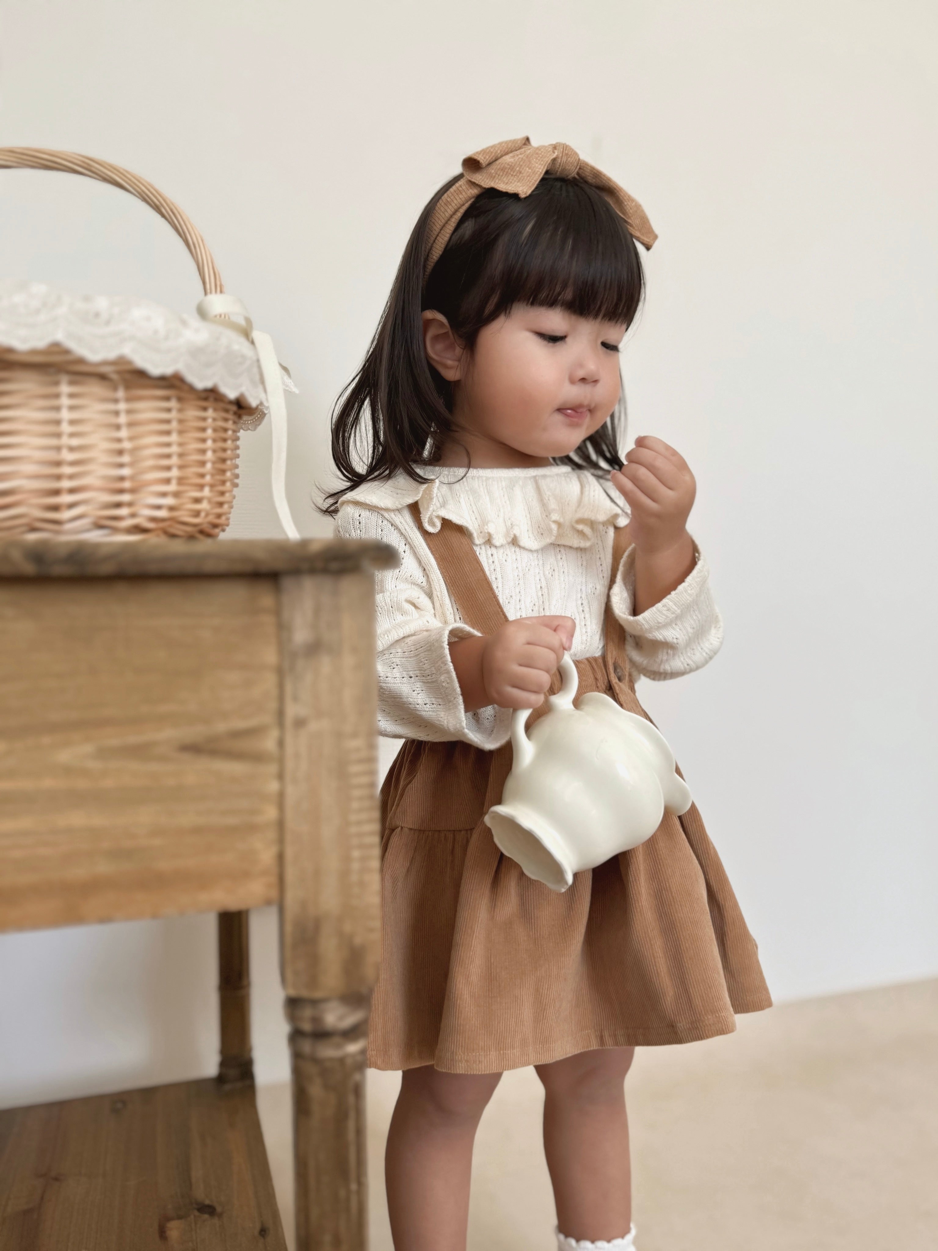 Corduroy suspender cancan skirt