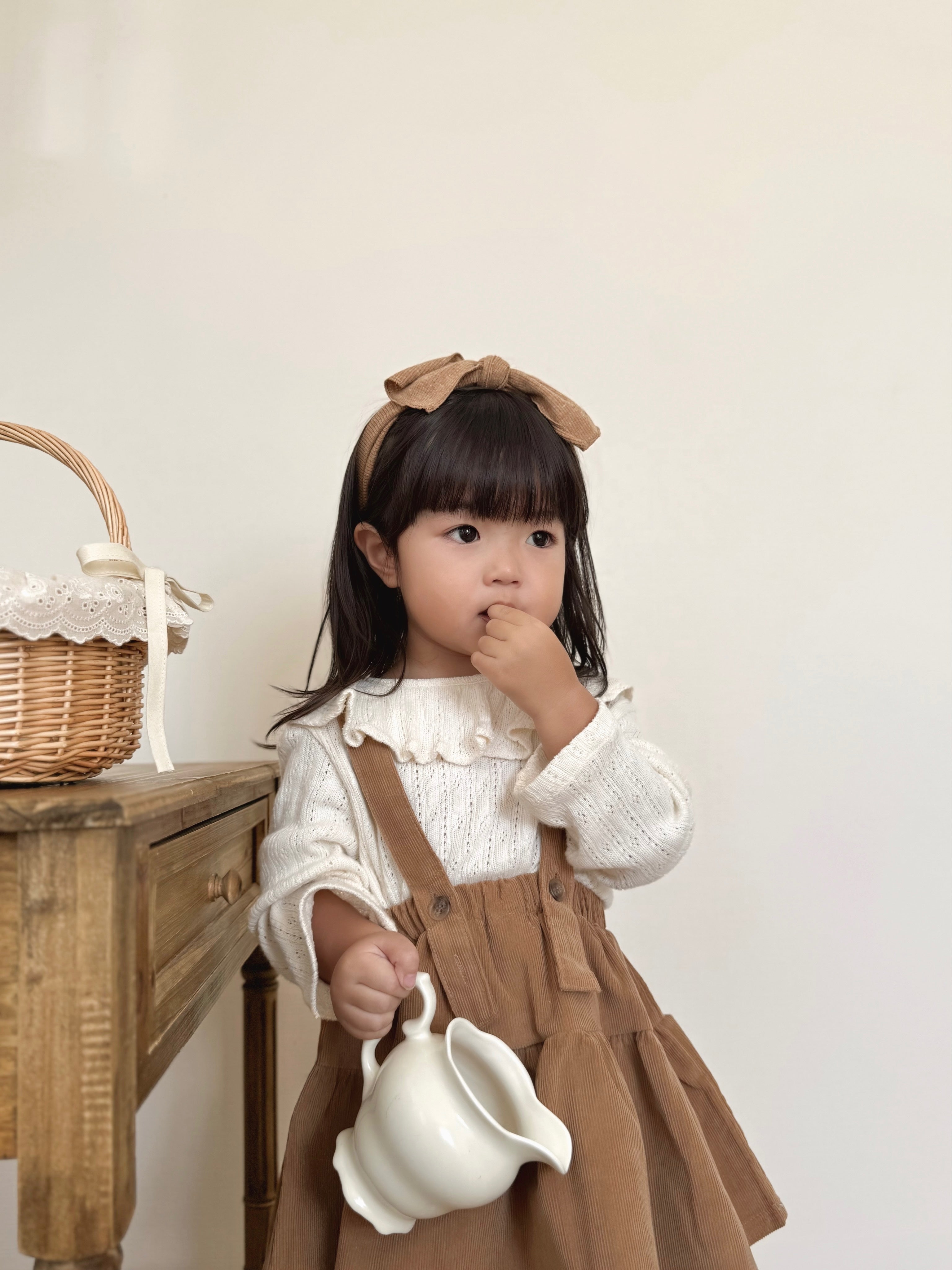 Corduroy suspender cancan skirt