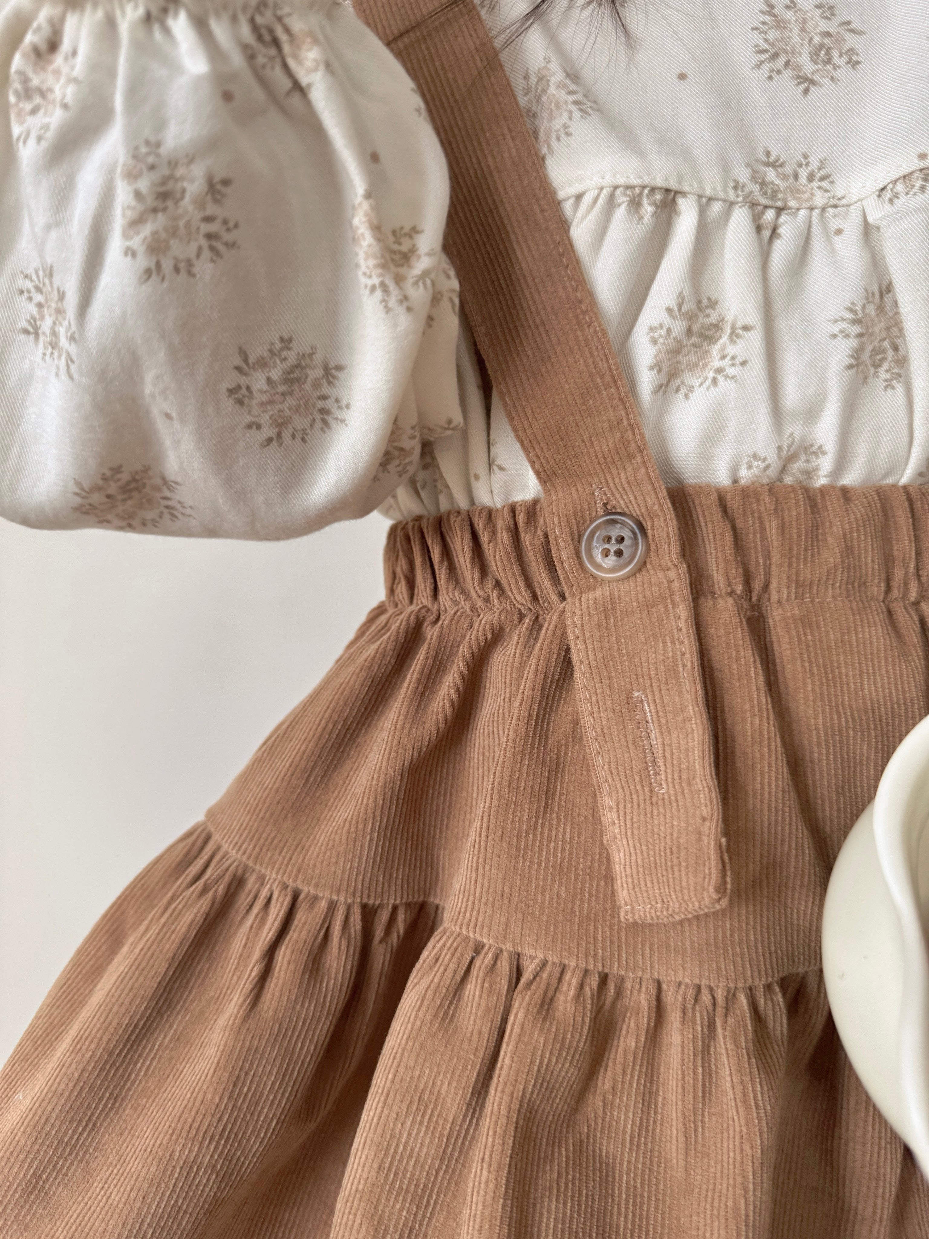 Corduroy suspender cancan skirt
