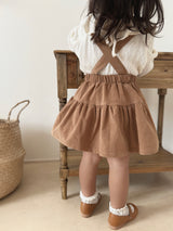 Corduroy suspender cancan skirt