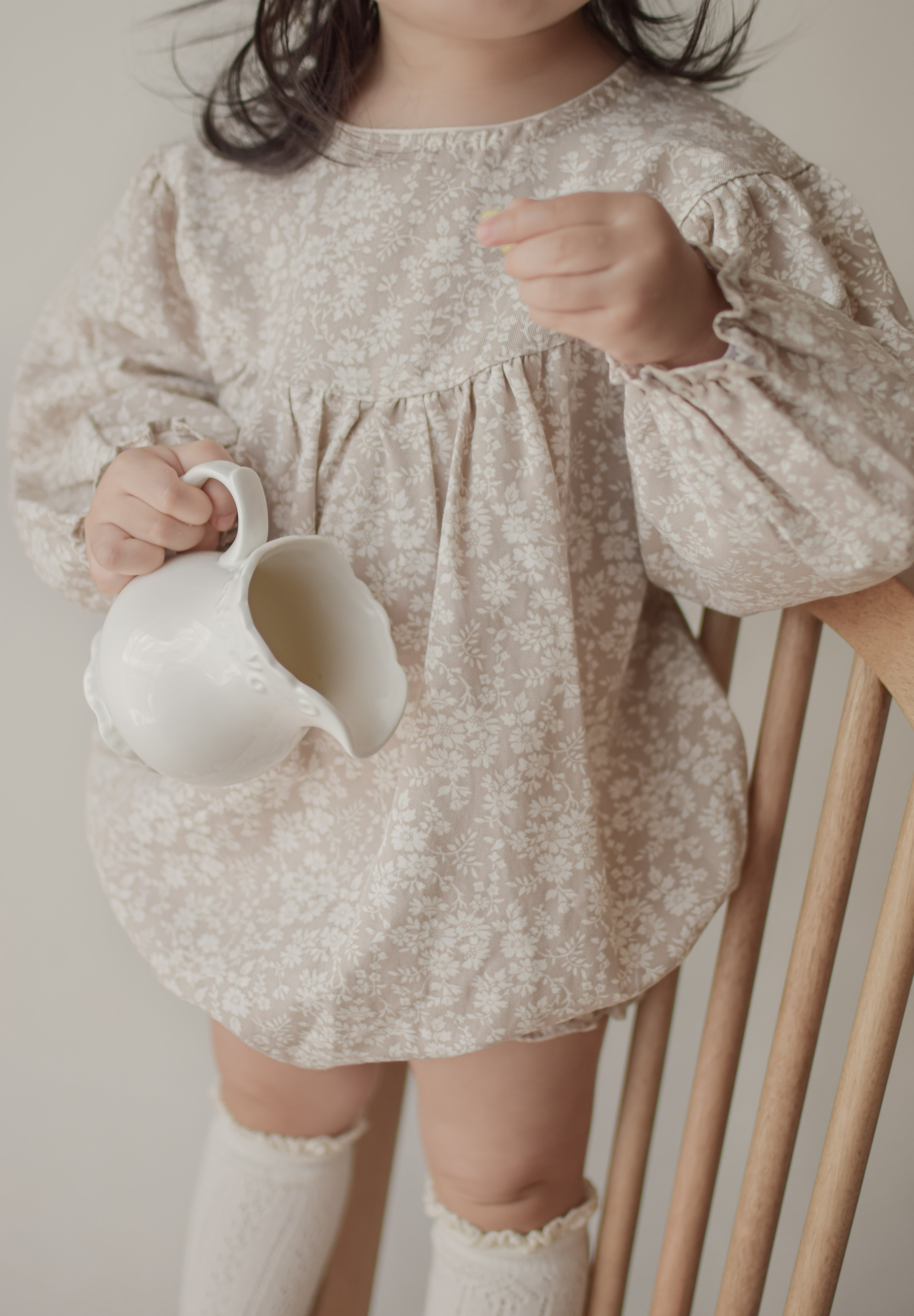 Flower shirring rompers