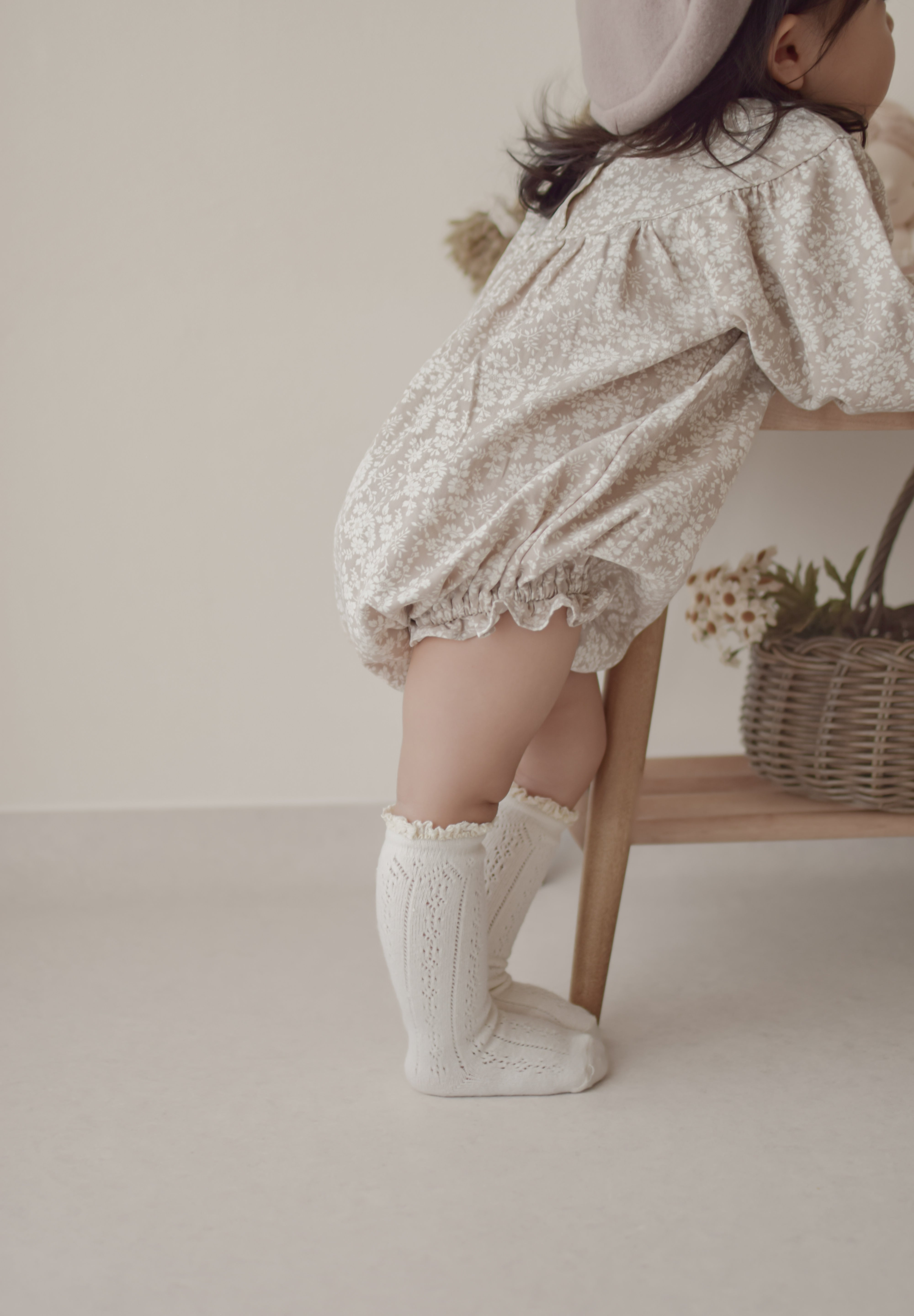 Flower shirring rompers