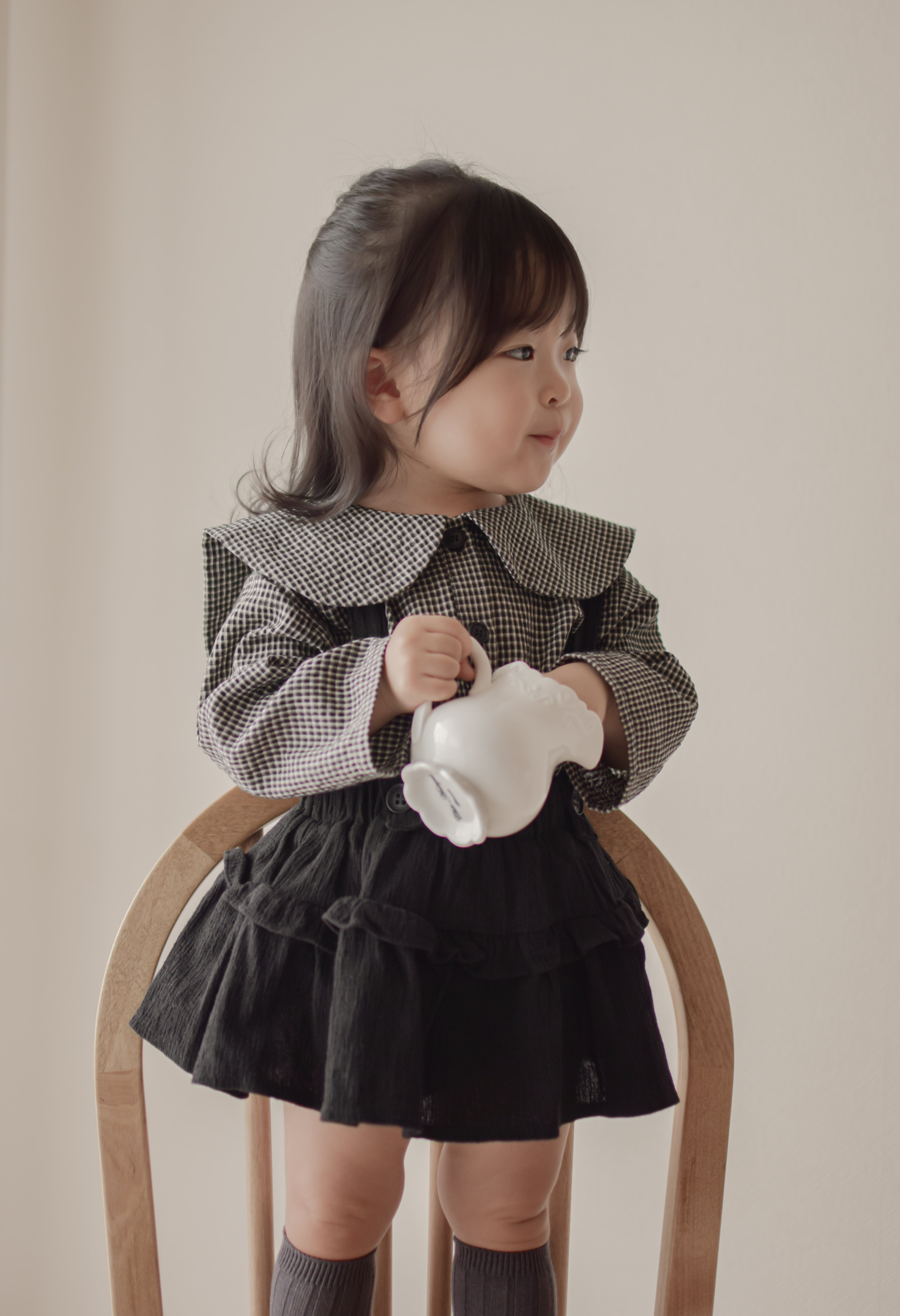 Check collar blouse