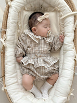 Petit check frill blouse
