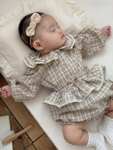 Petit check frill blouse
