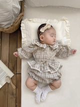 Petit check frill blouse