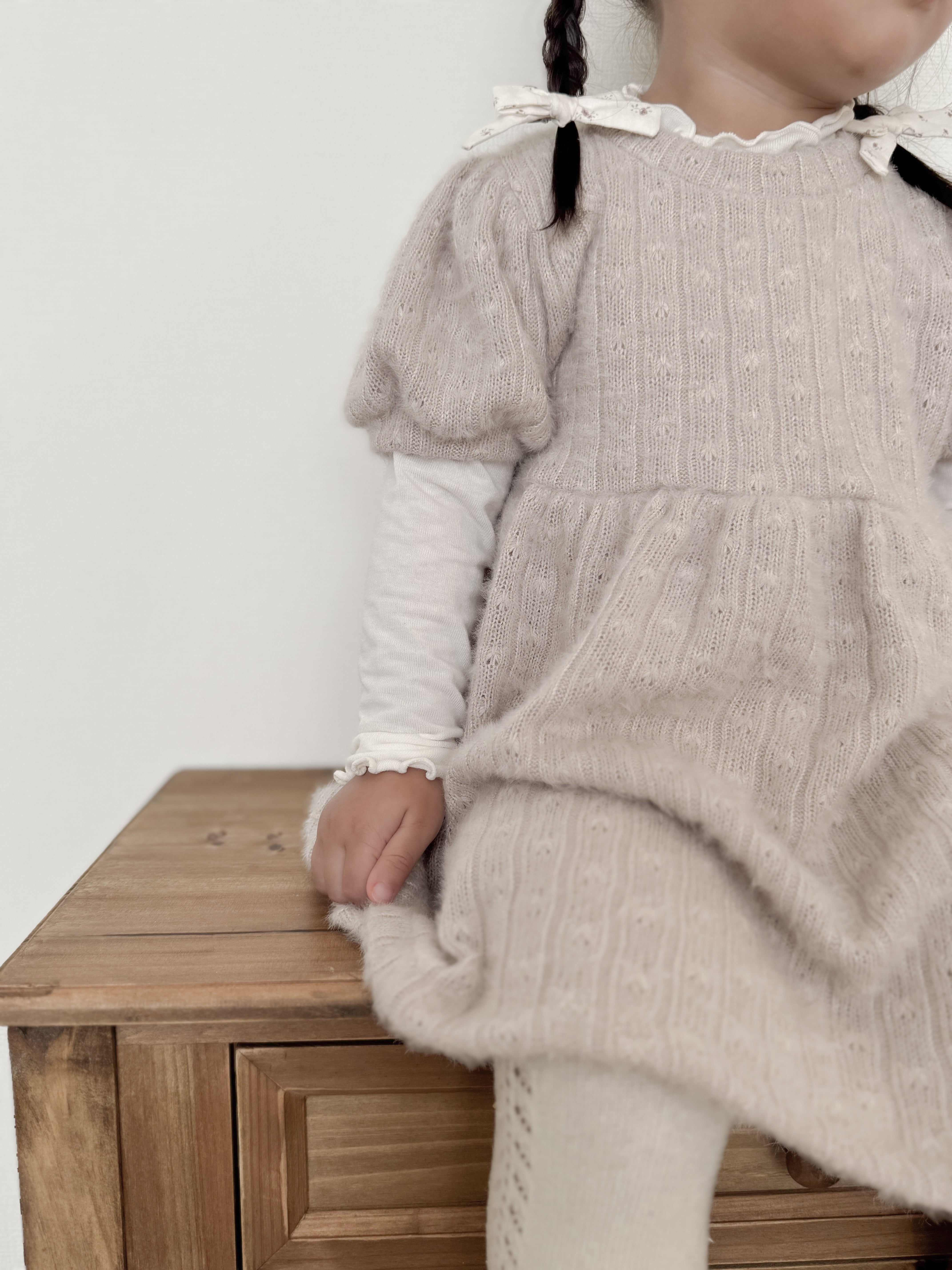 Soft puff knit one-piece