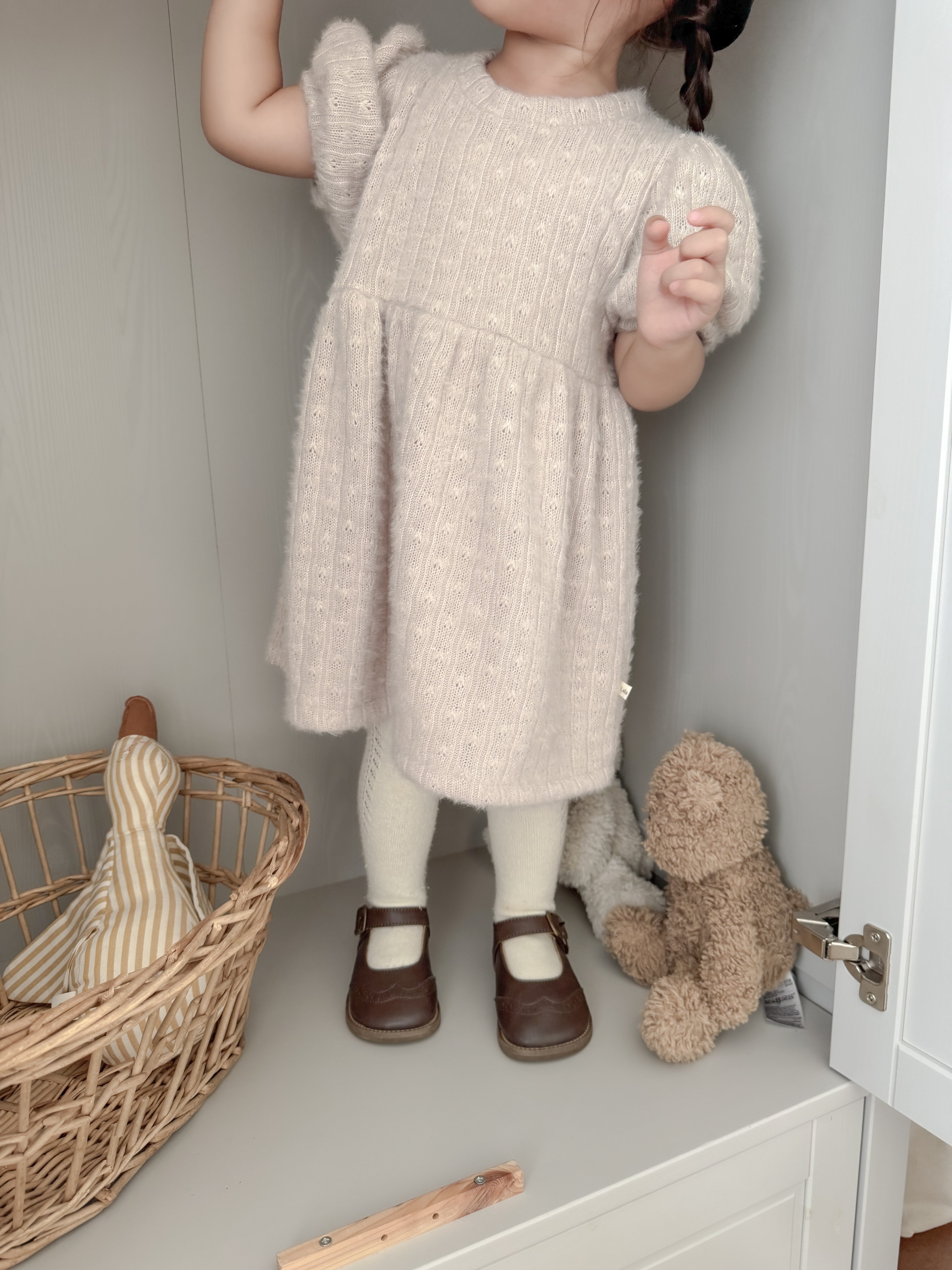 Soft puff knit one-piece