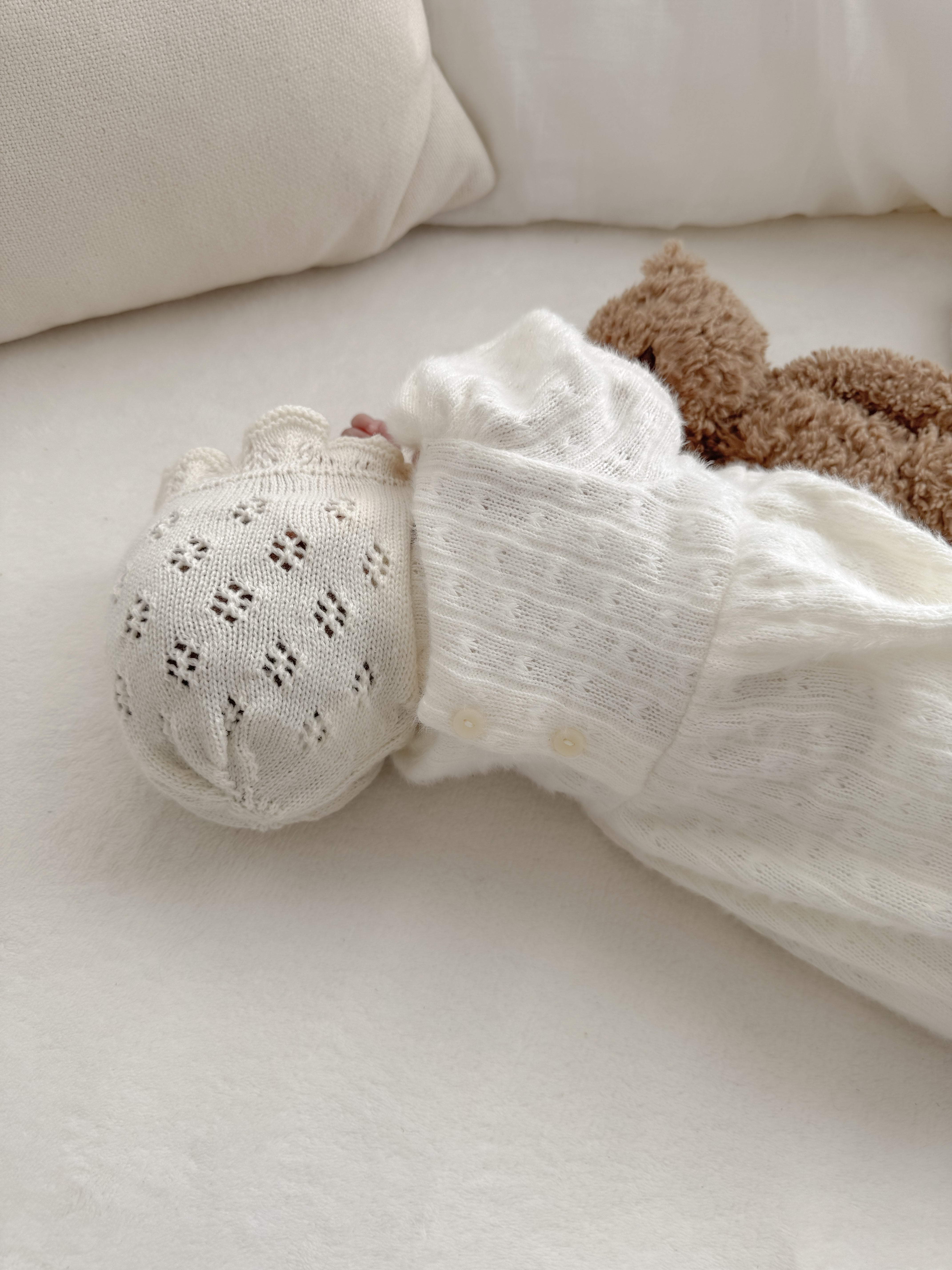 Soft puff knit rompers