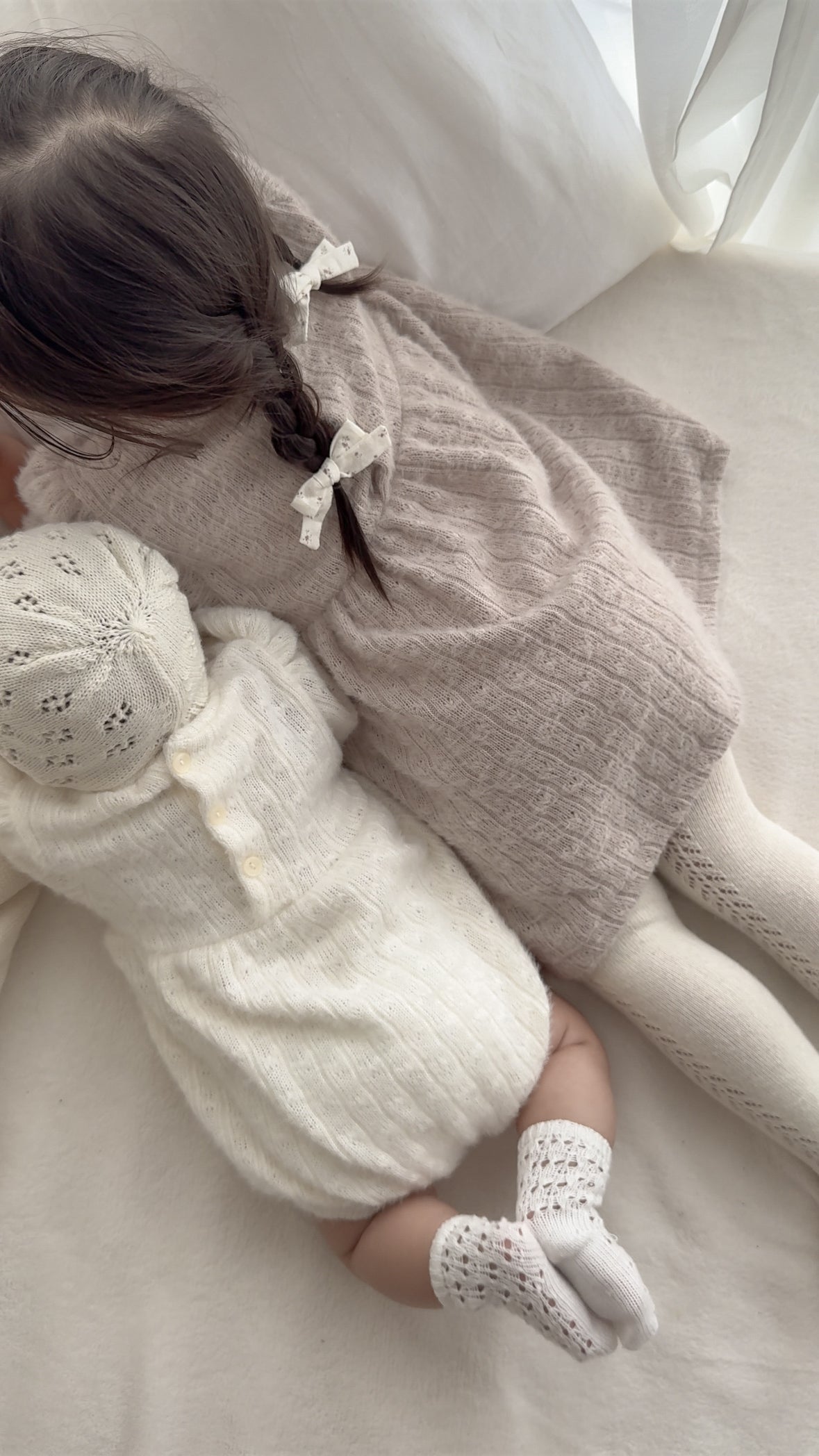 Soft puff knit rompers