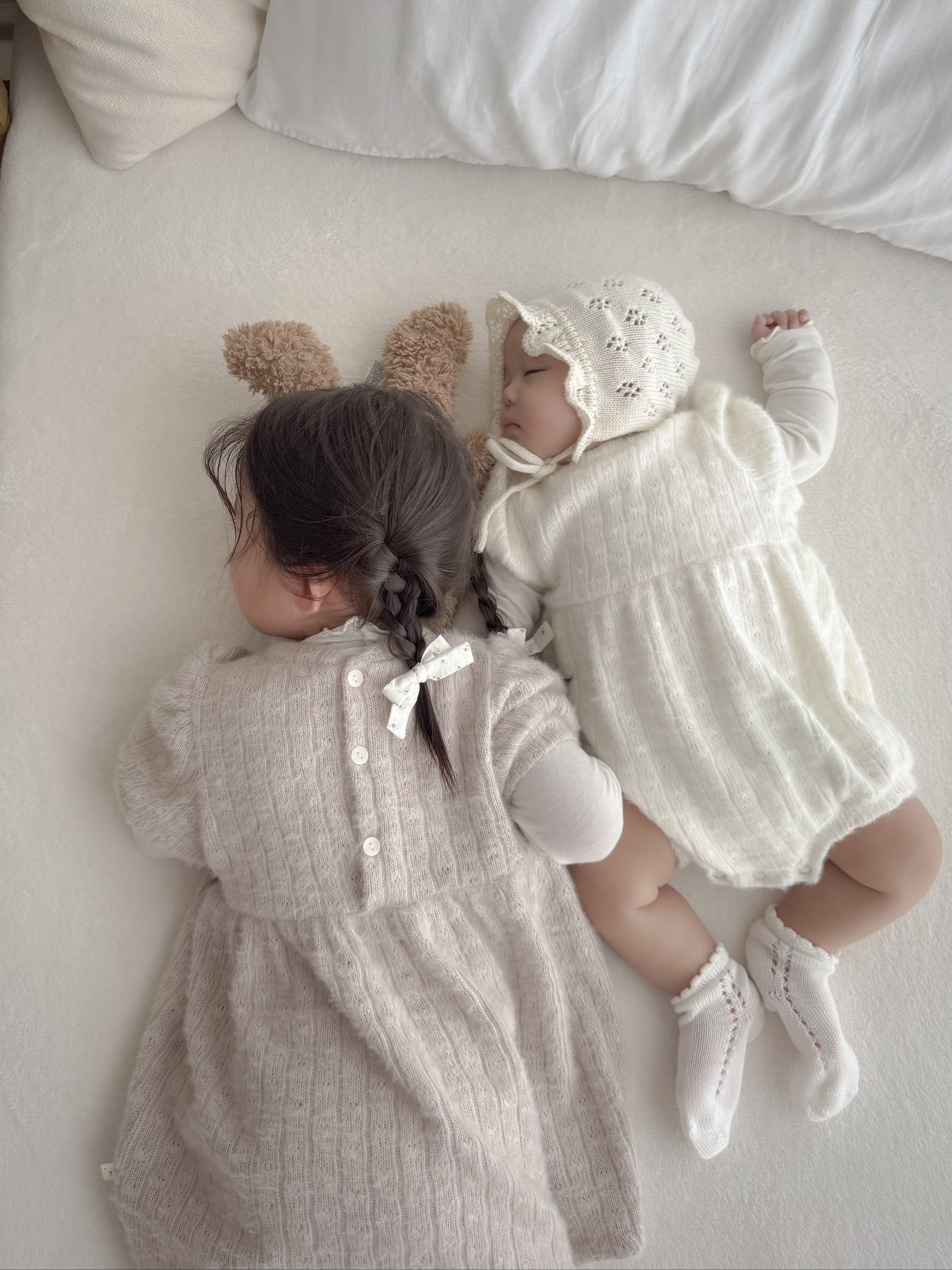Soft puff knit rompers