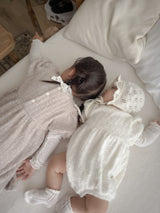 Soft puff knit rompers
